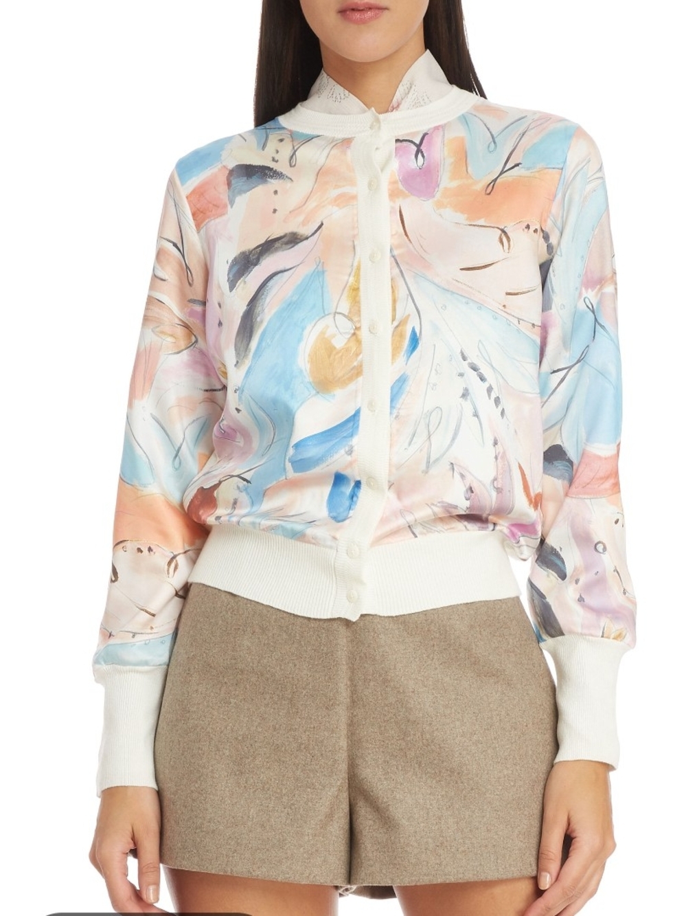Ted Baker Pastel Watercolor Cardigan - Pink, Blue, Gold Accents